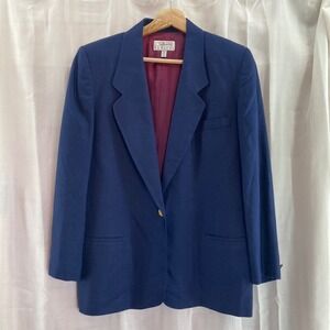 Talbots Petites Blue Blazer Jacket Italian Fabric Gold‎ Button Career Business